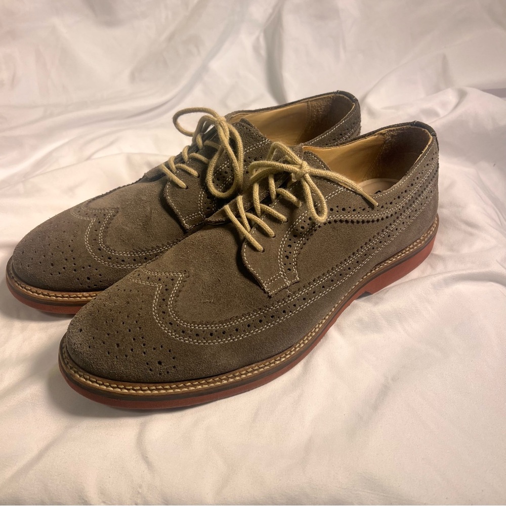 Mens Nordstrom 1901 Suede Wingtip Shoes Size 11.5, Taupe, Stylish!